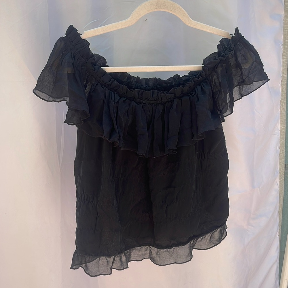 Black silk off shoulder top